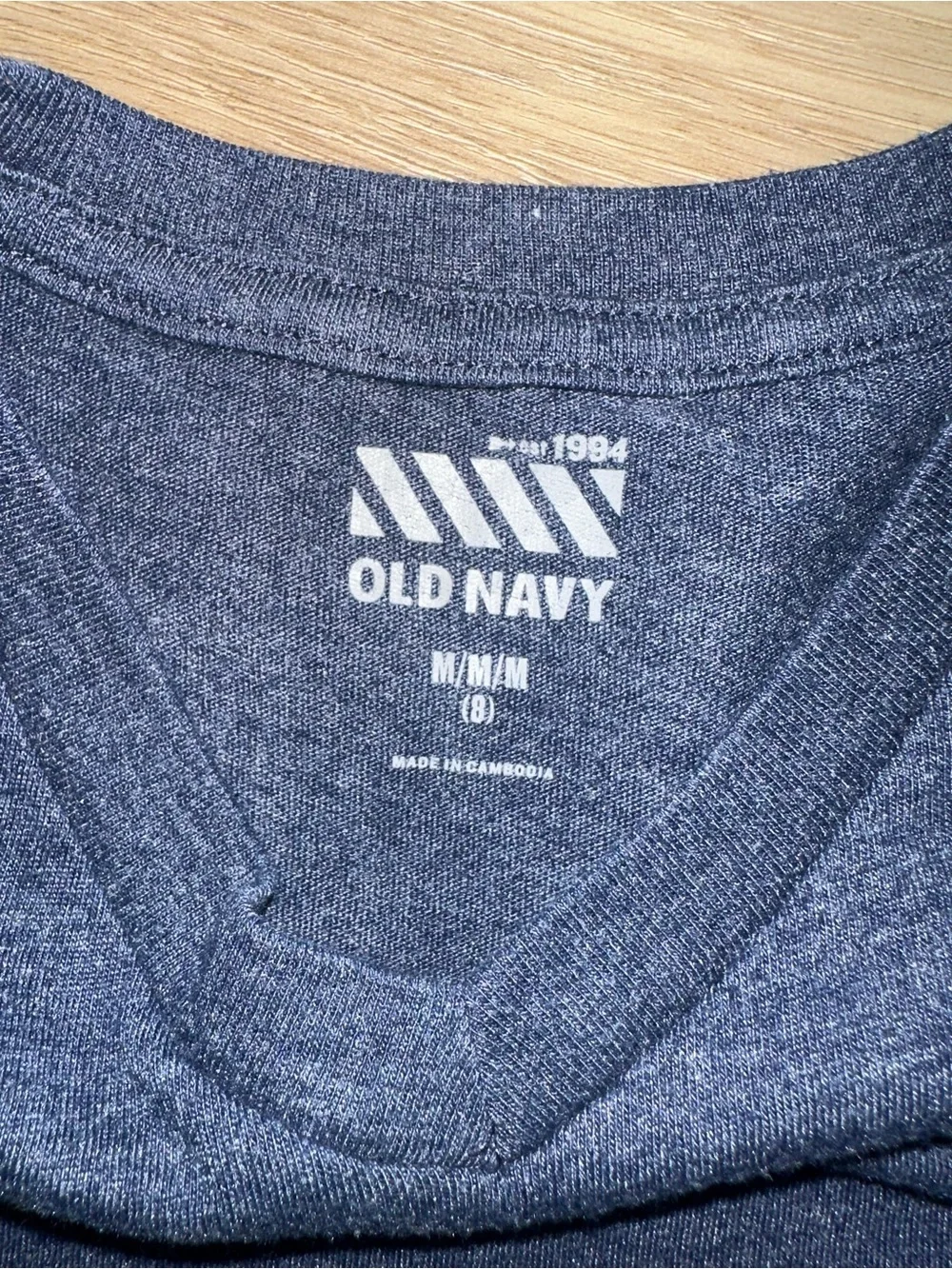 Old Navy Dark Blue Heather V-Neck Tee - Short Sleeve